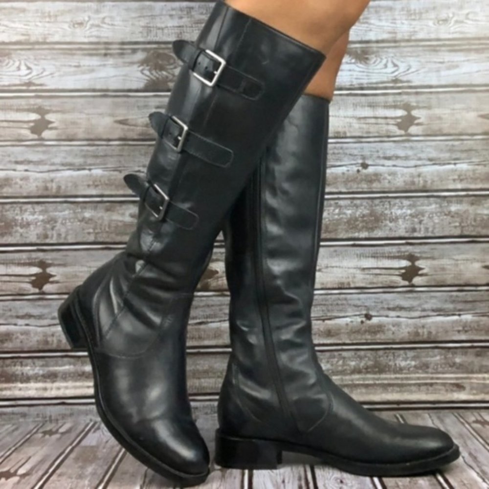 EUC ECCO Black Leather Triple Buckle Hobart Boot